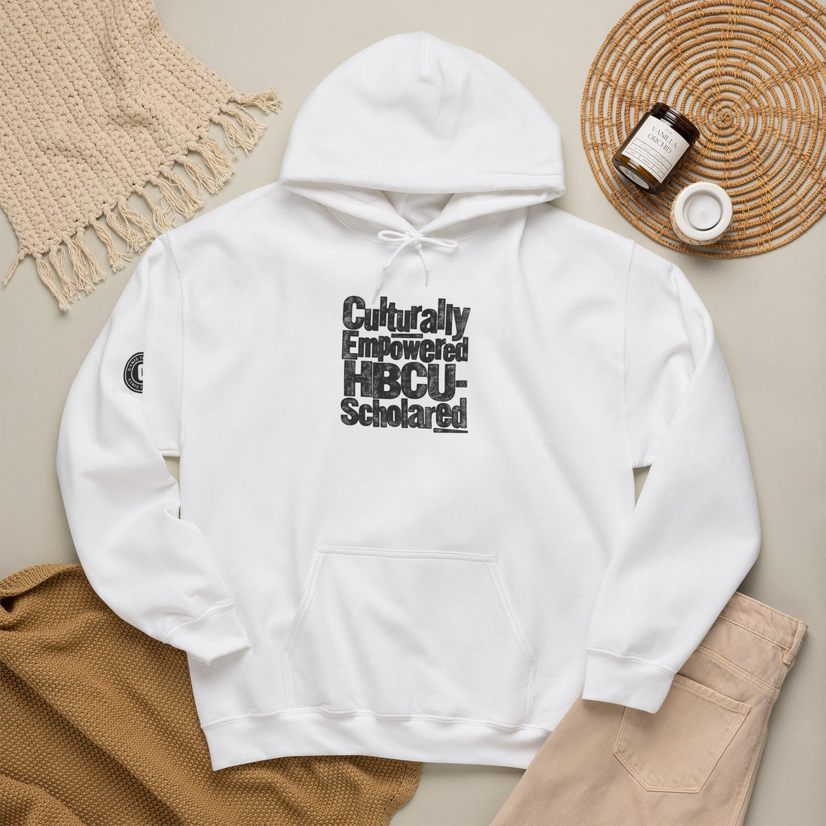 Culturally Empowered HBCU-Scholared Distressed Print Hoodie