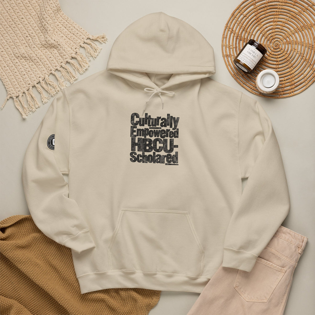 Culturally Empowered HBCU-Scholared Distressed Print Hoodie